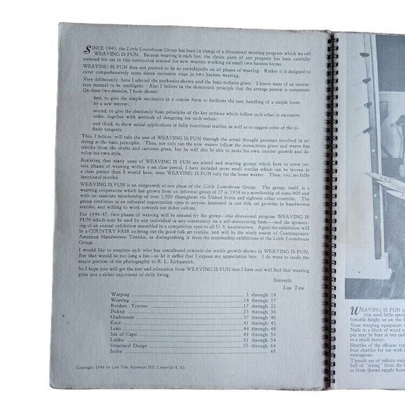 RARE Weaving is Fun Lou Tate Softcover Book 1946 Vintage Craft Instructional - Picture 7 of 7